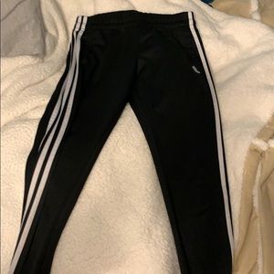 Adidas black white striped joggers